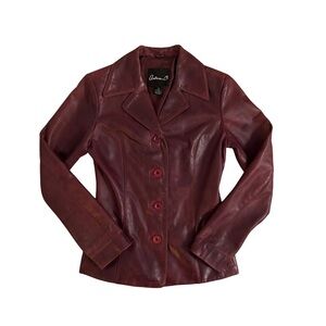 Arden B. Y2K Oxblood Women's Leather Jacket Blazer